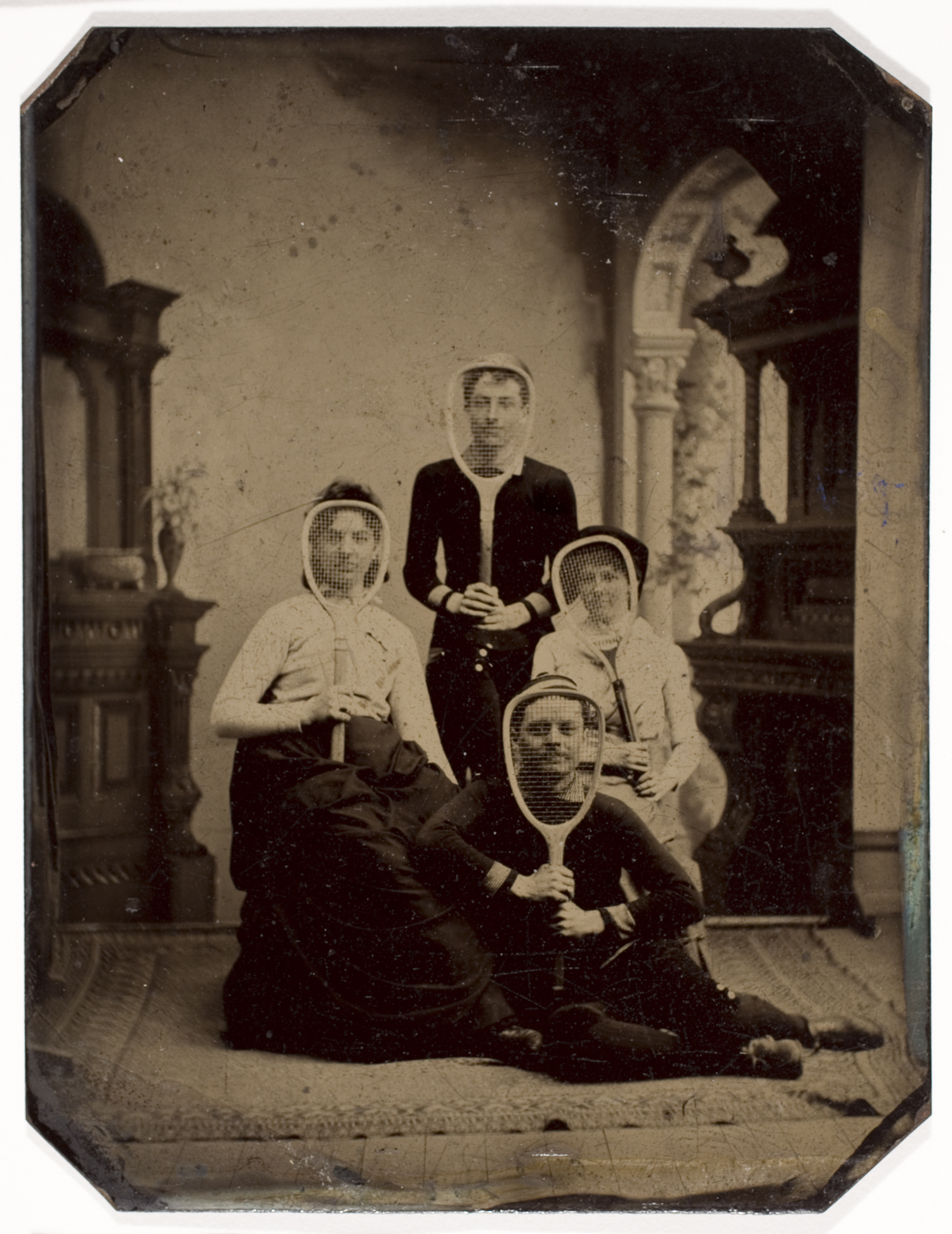 Unidentified Photographer, (Two Unidentified Women and Two Men with Tennis Rackets), ca. 1880, Court